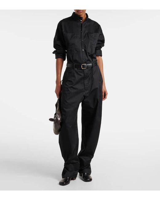 Pantalones Barrel De Saten De Algodon Lemaire de color Blue