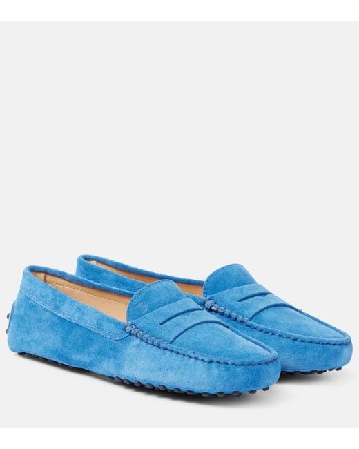 Tod's Blue Gommino Suede Driving Shoes