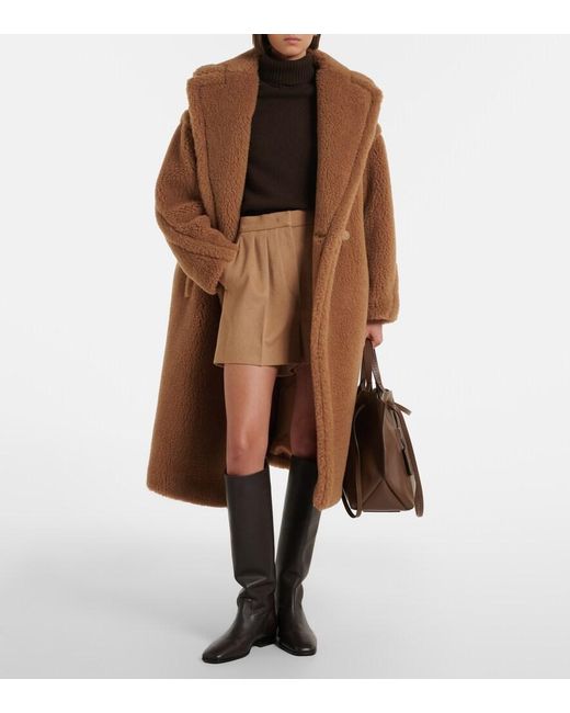 Max Mara Natural Pleated Camel Hair Shorts