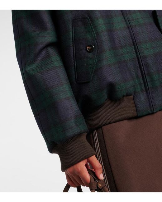 Miu Miu Black Plaid Virgin Wool Twill Blouson Jacket