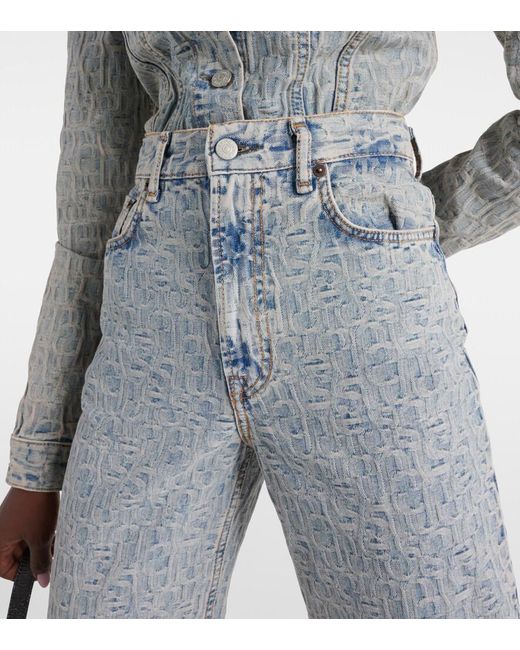 Acne Gray Monogram High-Rise Wide-Leg Jeans