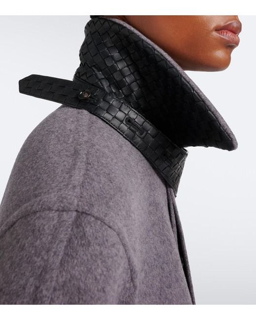 Bottega Veneta Gray Intrecciato Wool And Cashmere Cape