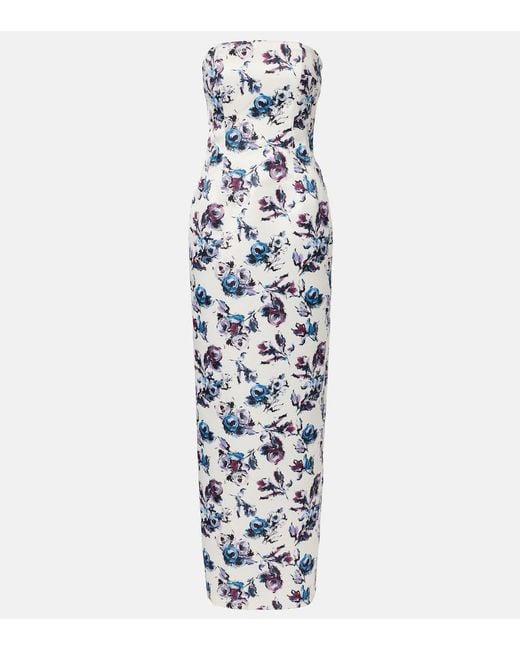 Emilia Wickstead White Laelia Floral Bustier Gown