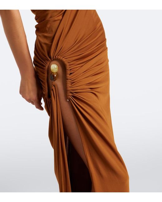 Christopher Esber Brown Helix Crystal Draped Gown