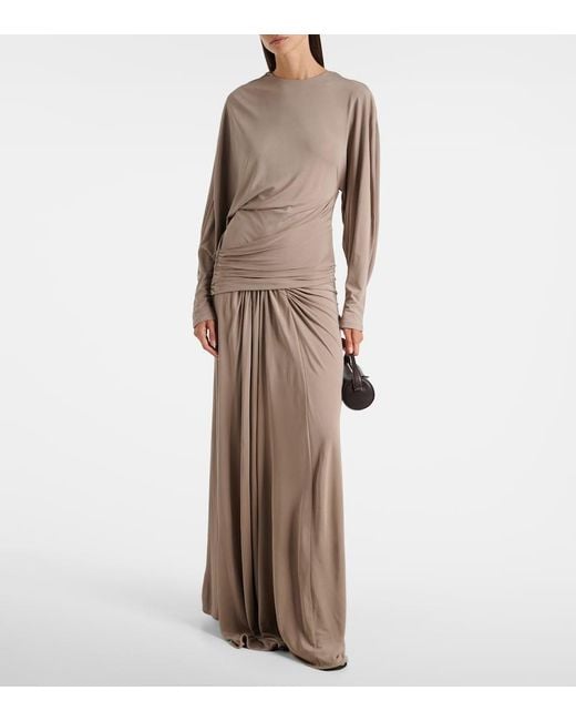 Christopher Esber Natural Vala Draped Jersey Maxi Dress