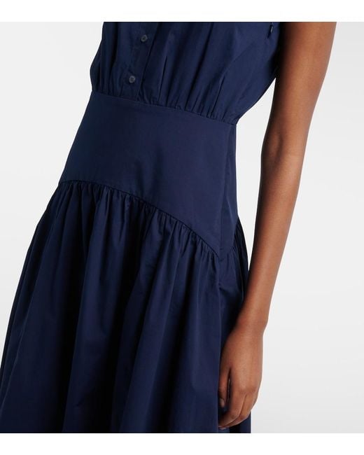 Staud Blue Romy Cotton Midi Dress
