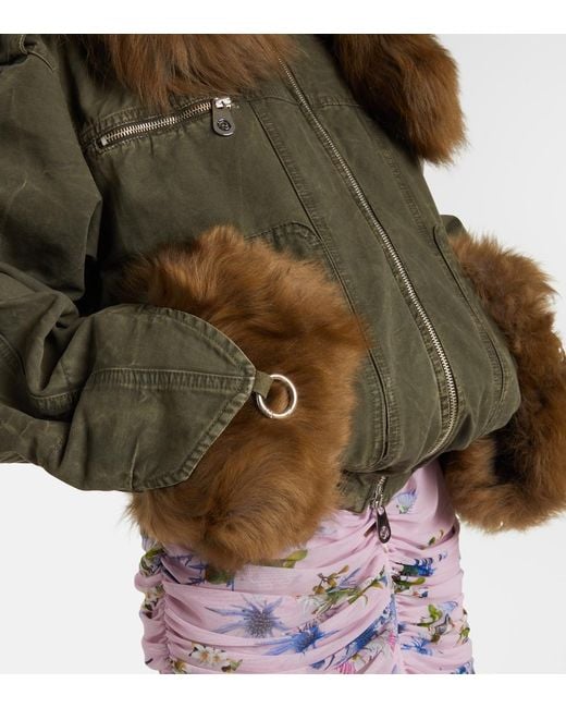 Blumarine Green Cotton Canvas Bomber Jacket