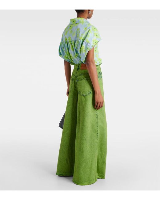 Marni Green High-Rise Wide-Leg Jeans