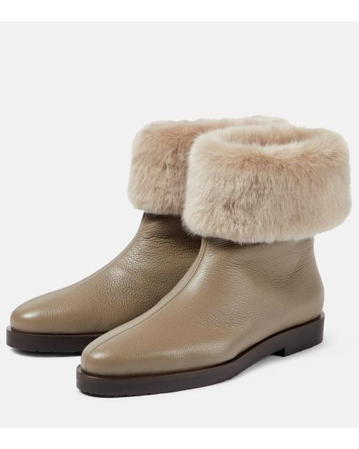 Totême  Natural The Off-duty Faux Fur-lined Leather Boots