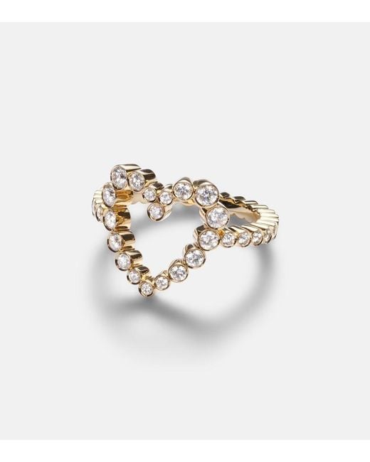 Sophie Bille Brahe White Ensemble Coeur 18Kt Signet Ring With Diamonds