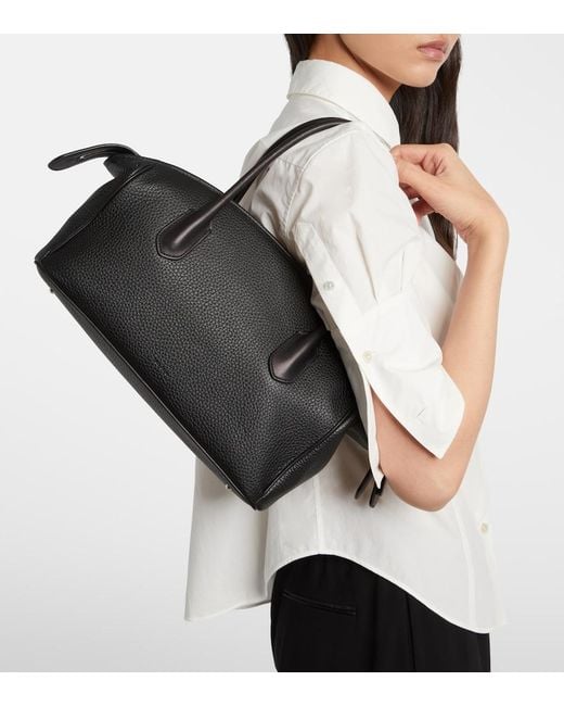 The Row Black E/W India Large Leather Tote Bag