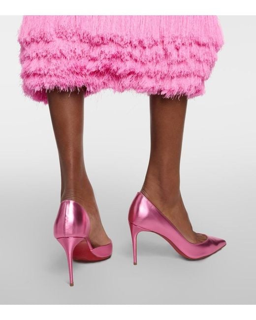 Christian Louboutin Pink Iriza 85 Metallic Leather Pumps