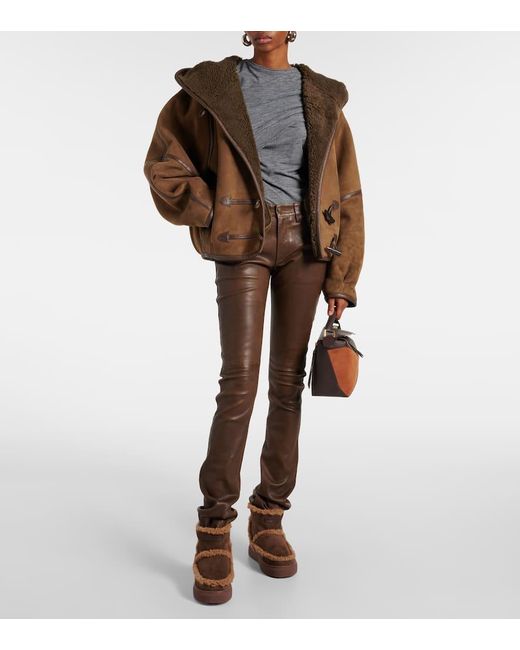 Inuikii Brown Shearling-Lined Suede Ankle Boots