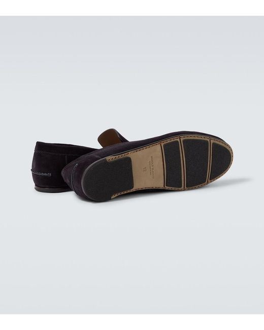 Manolo Blahnik Black Suede Loafers for men