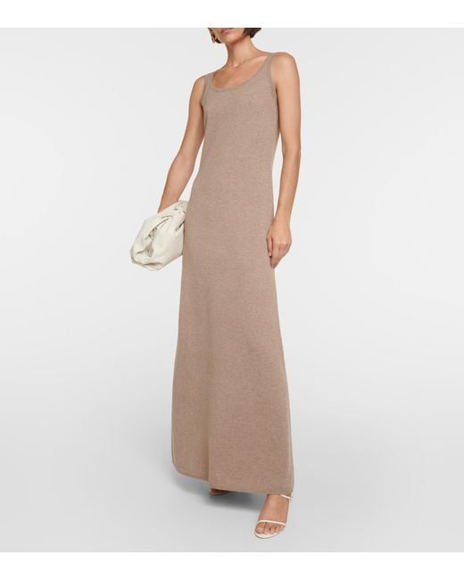 Max Mara Sandalo Wool And Cashmere Maxi Dress in Natural | Lyst