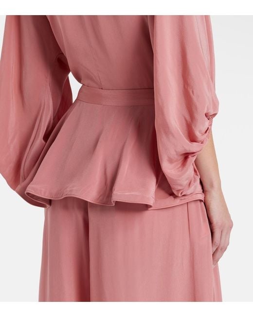 Adriana Degreas Pink Solid Peplum Balloon Pants