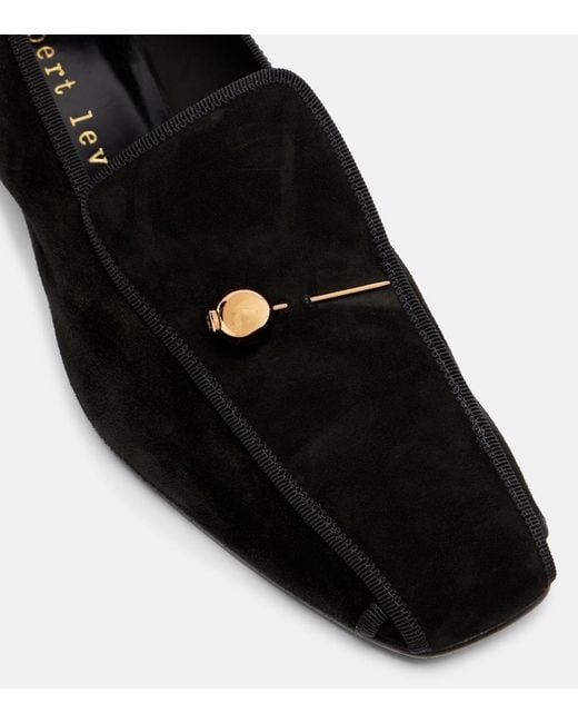Herbert Levine Black Showtime Suede Loafer Pumps