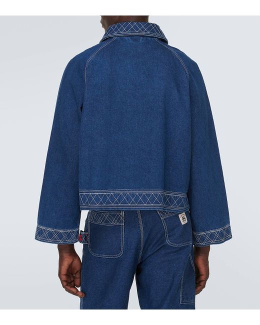 Bode Blue Embroidered Denim Jacket for men