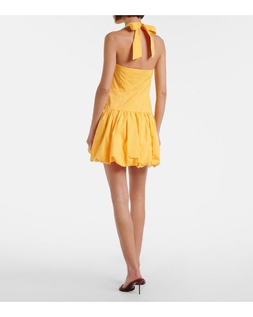 Jonathan Simkhai Yellow Brooke Gathered Cotton-Blend Minidress
