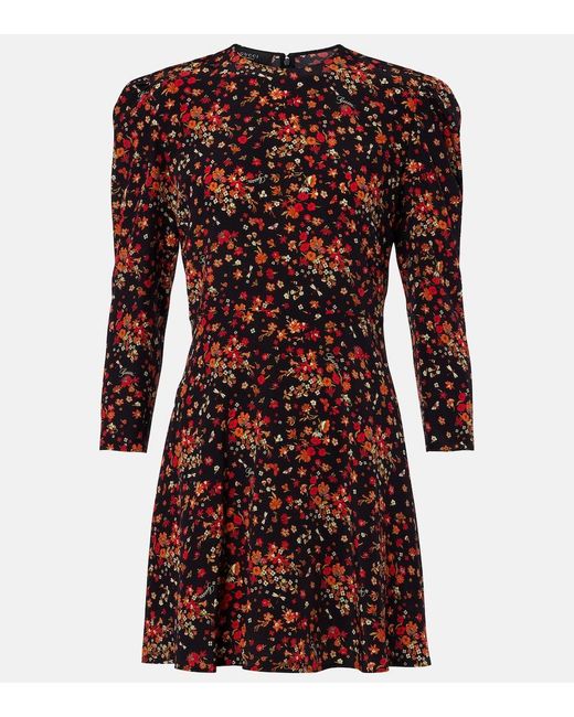 Gucci Red Floral Silk Minidress