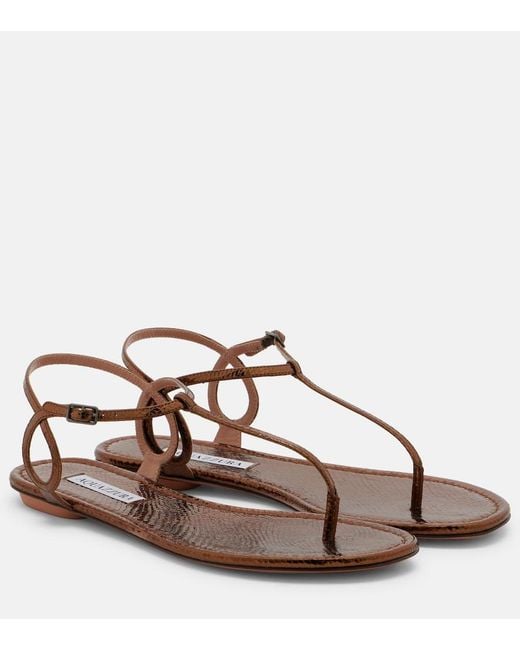 Aquazzura Brown Almost Bare Leather Thong Sandals