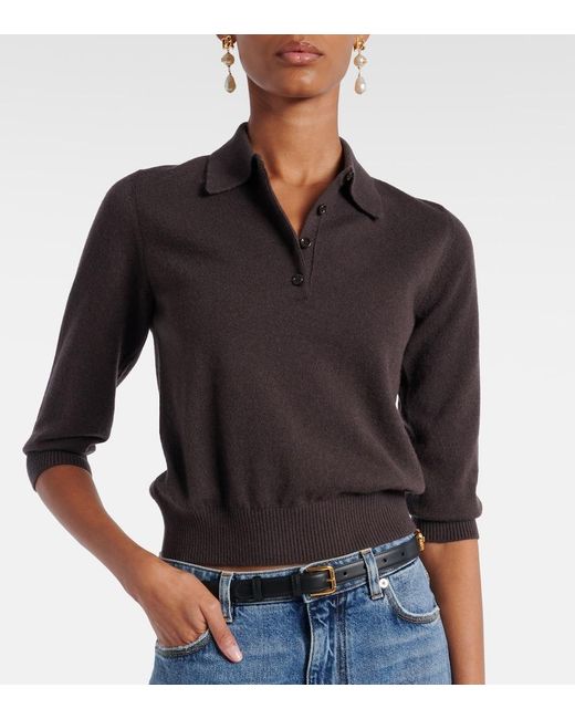 Dolce & Gabbana Brown Cashmere Polo Sweater