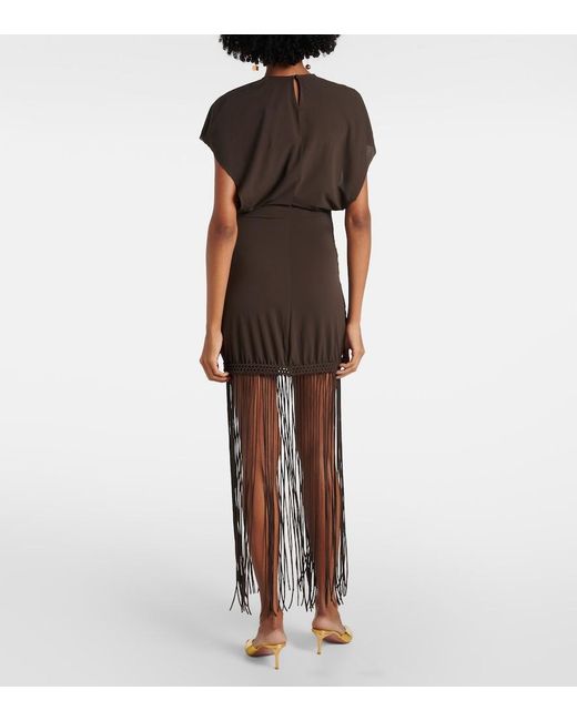 Faithfull The Brand Brown Brita Fringed Minidress