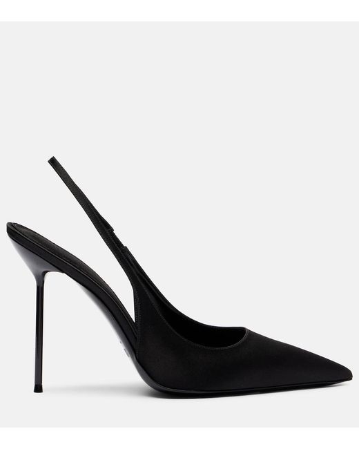 Paris Texas Black Lidia 105 Satin Slingback Pumps