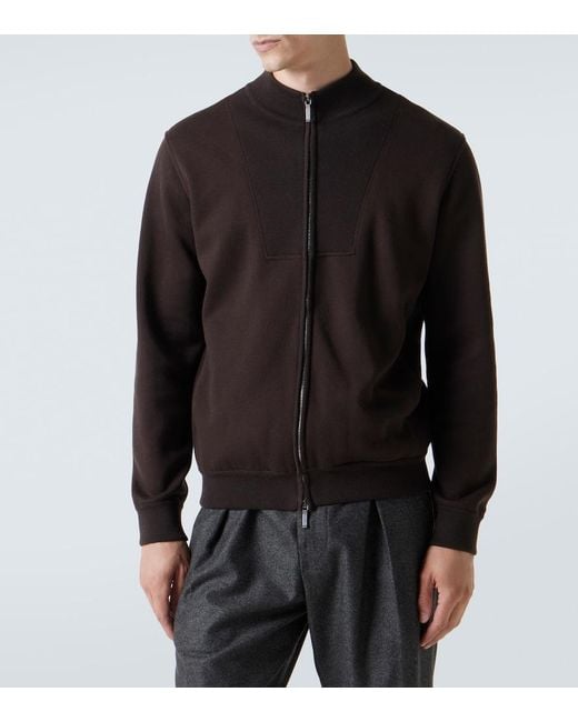 Loro Piana Brown Whitney Cotton-Blend Jersey Bomber Jacket for men