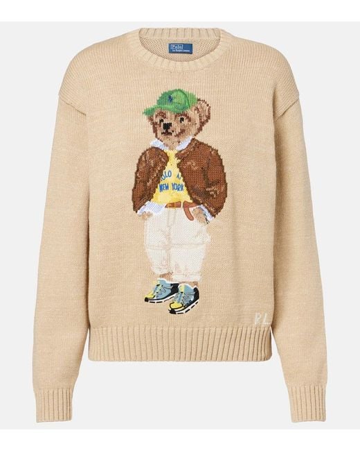 Polo Ralph Lauren Natural Polo Bear Intarsia Cotton Sweater