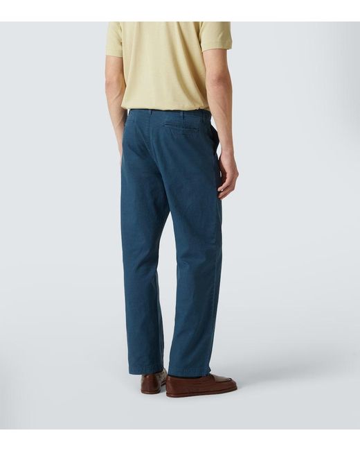 Auralee Blue Cotton Gabardine Chinos for men