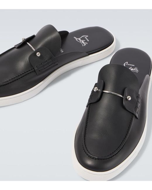 Christian Louboutin Black Chanme Leather Mules for men