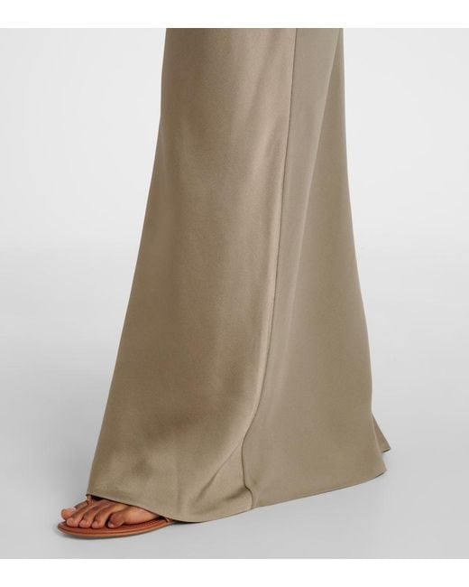 AMI Natural Paneled Satin Maxi Dress