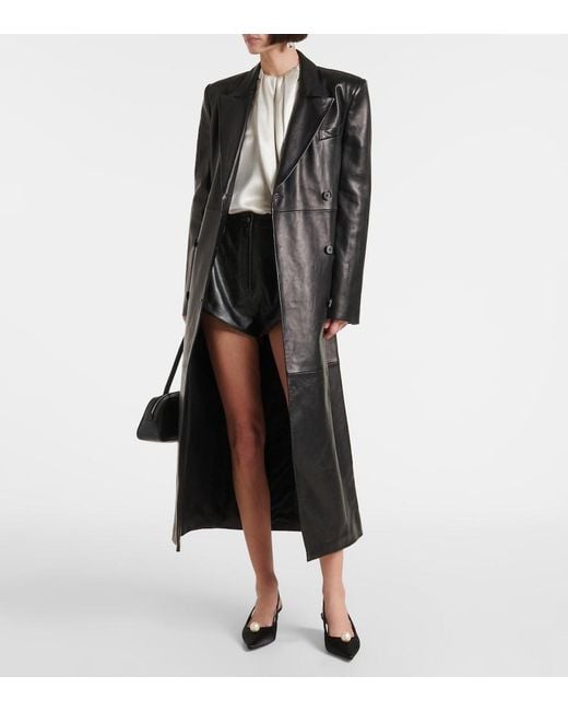 Magda Butrym Black Double-Breasted Leather Coat