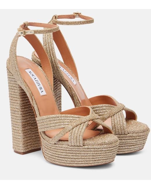 Aquazzura Brown Sundance Plateau 140 Platform Sandals