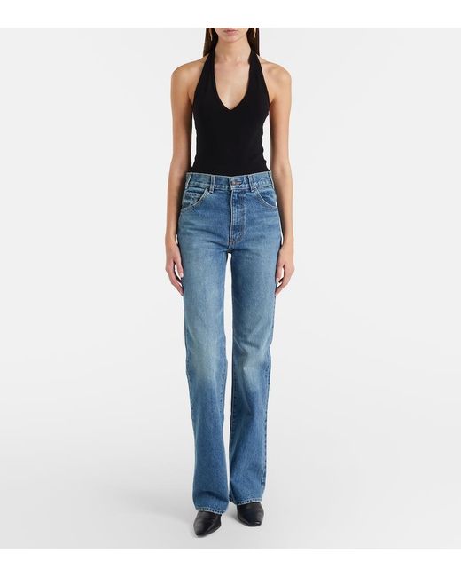 Nili Lotan Blue Joan Mid-Rise Straight Jeans