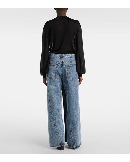 Alaïa Blue Wide-Leg Wrap Jeans