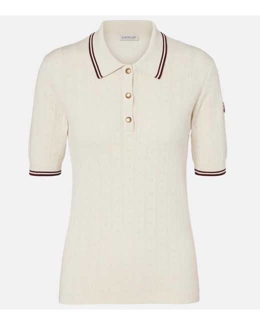 Moncler Natural Pointelle Cotton Polo Shirt