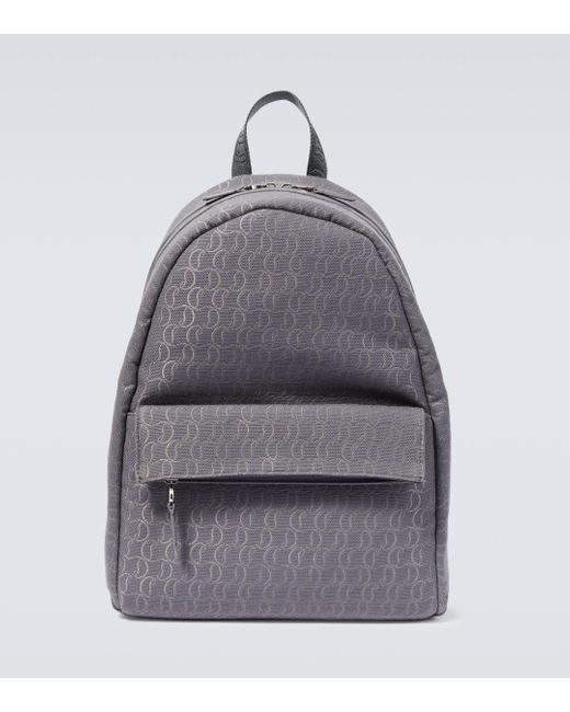 Christian Louboutin Gray Zip N Flap Logo Jacquard Backpack for men