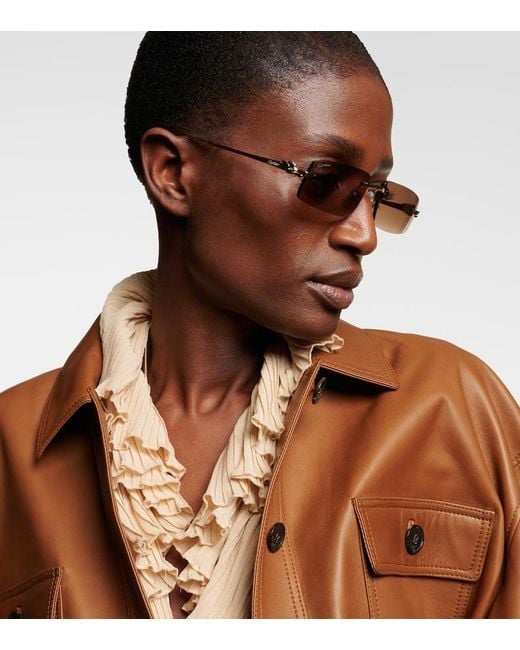Cartier Natural Panthere De Cartier Rectangular Sunglasses