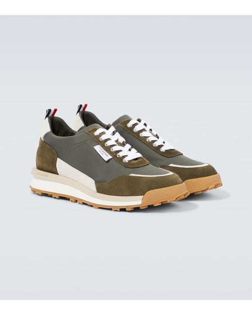 Thom Browne Green Alumni Leather-trimmed Sneakers for men