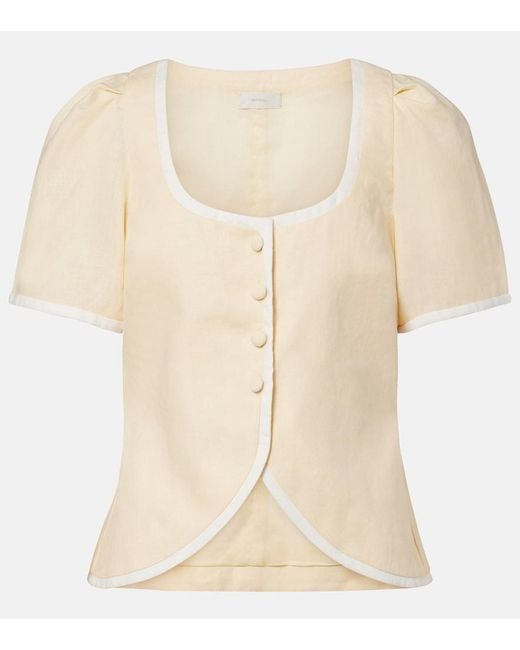 Faithfull The Brand Natural Madeleine Belted Linen Top