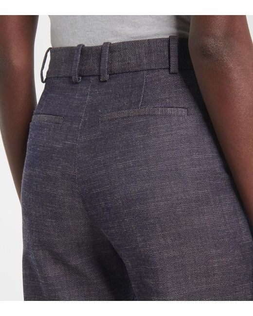 Joseph Blue Morissey Wool And Cotton Flared Pants