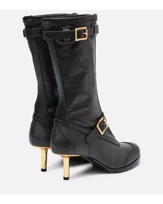 Sacai Black Aviator Leather Boots
