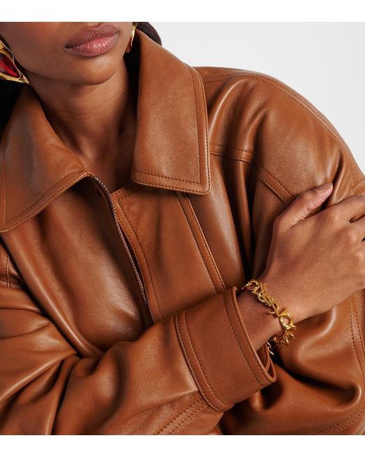Saint Laurent Metallic Cassandre Chain Bracelet