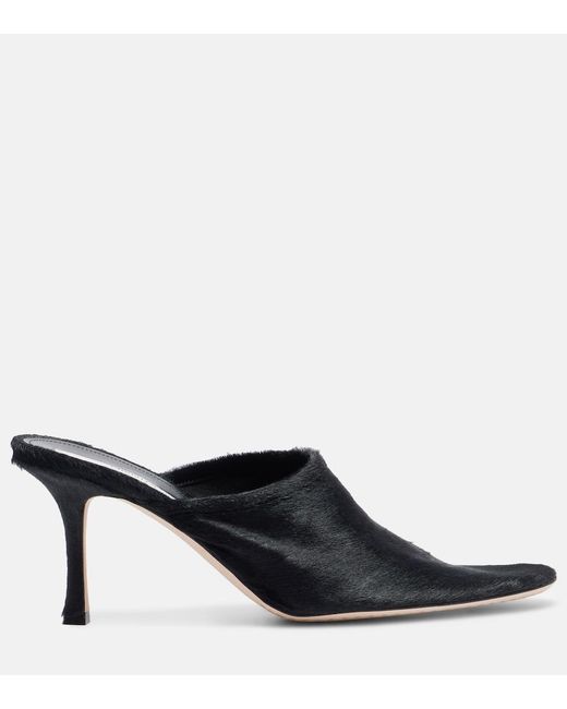Christen Black Elipse 75 Calf Hair Mules