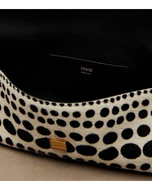 Khaite Black Audrey Polka-Dot Calf Hair Clutch
