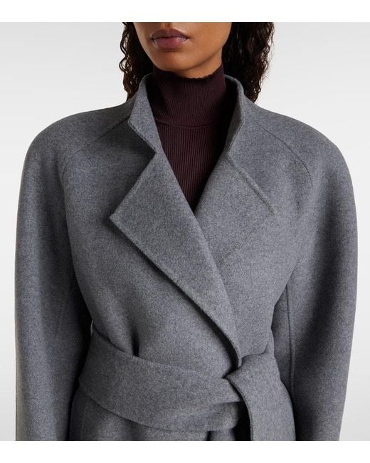 Khaite Gray Deena Wool Wrap Coat