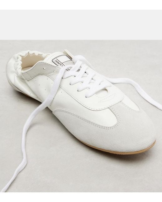 Saint Laurent White Lewis Suede-Trimmed Leather Sneakers
