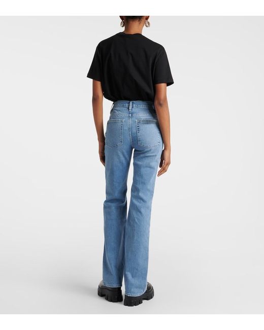 FRAME Blue The Slim Stacked High-Rise Straight Jeans